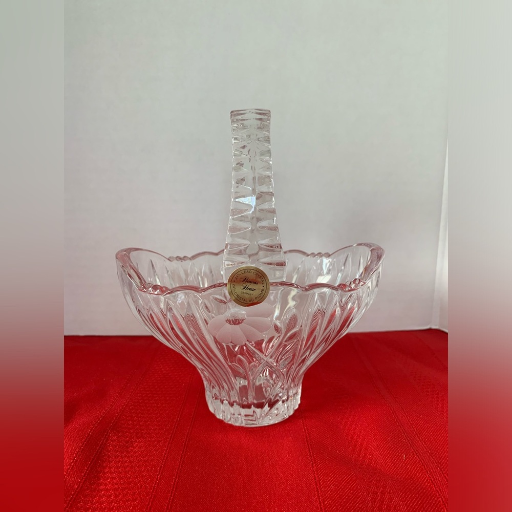 PRINCESS HOUSE Lead Crystal Glass Basket Romance Collection Vintage 7"